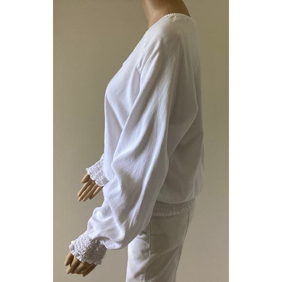 Cloth & Stone Long-Sleeve Shirred Blouse L - Picture 3 of 6